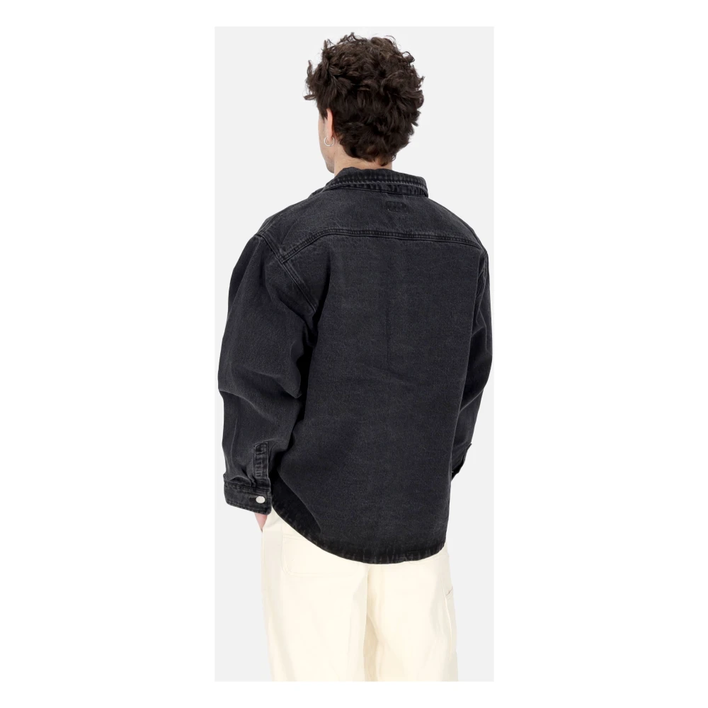 Obey Zwarte Overhemdjas met Zakken Black Heren