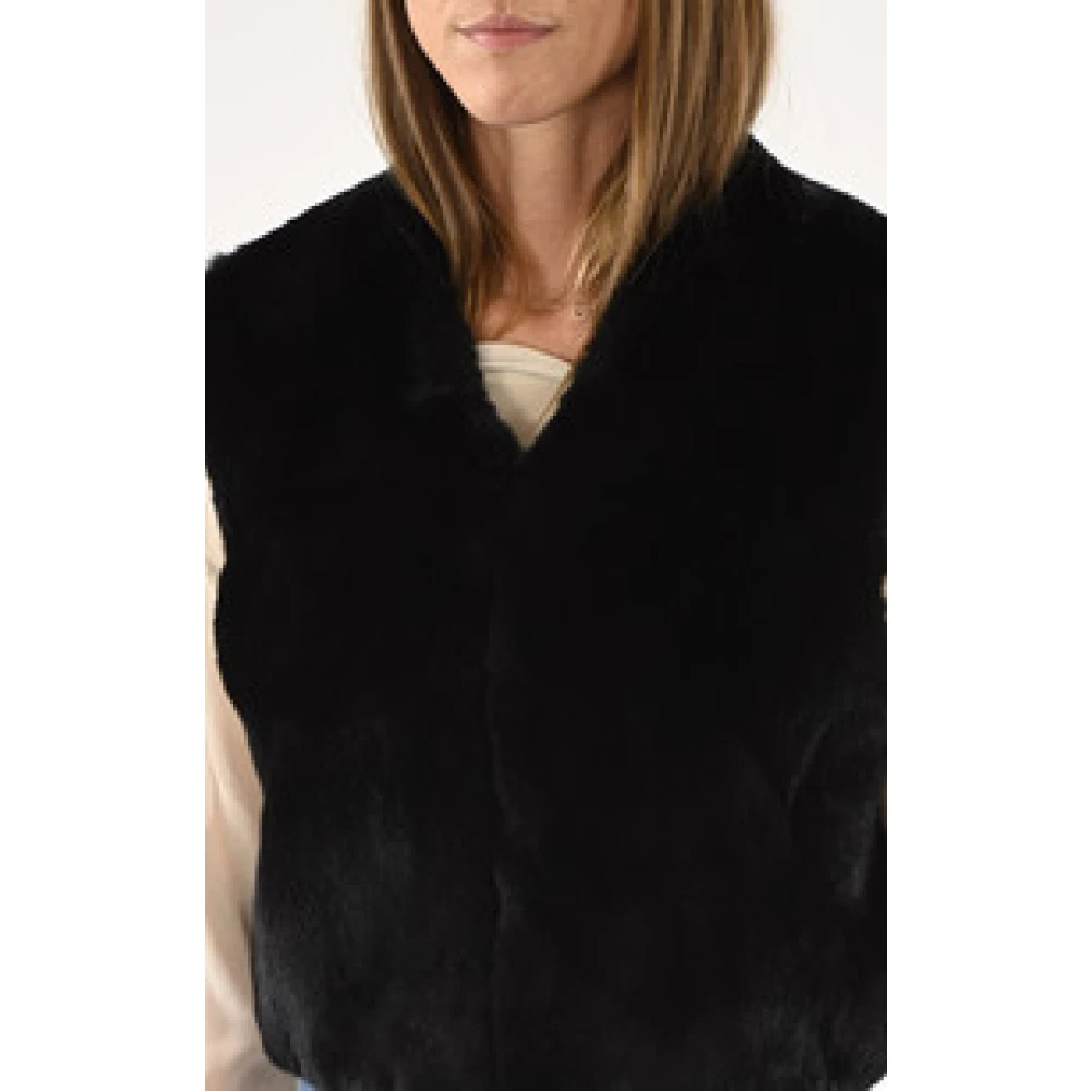 La Canadienne Zwarte konijnenbontvest Black Dames