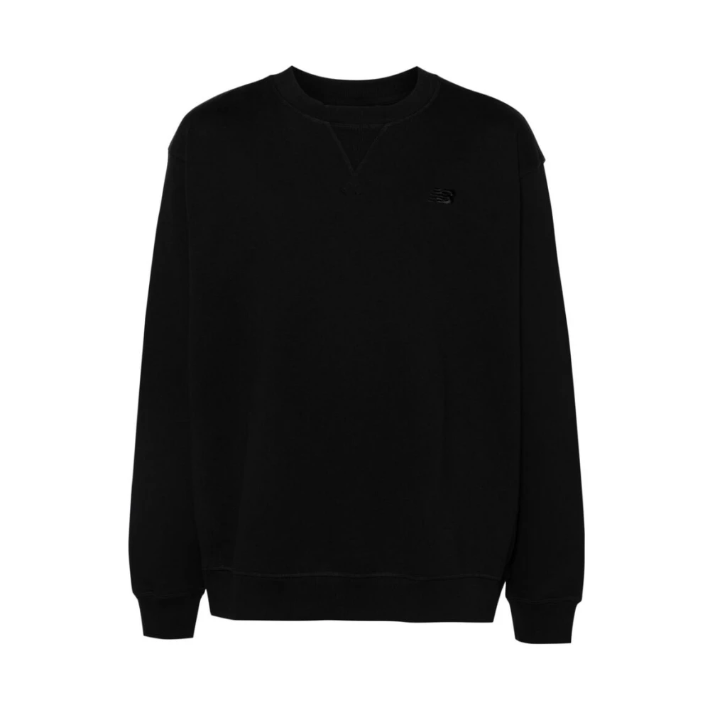 New Balance Zwarte Katoenen Crew Neck Sweater Black Heren