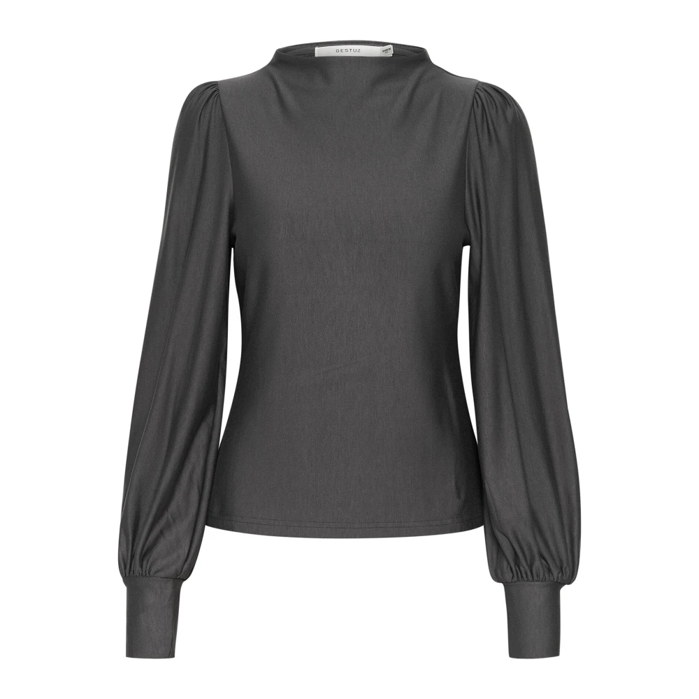 Gestuz Puff Top Blouse Grijs Pinstripe Gray Dames