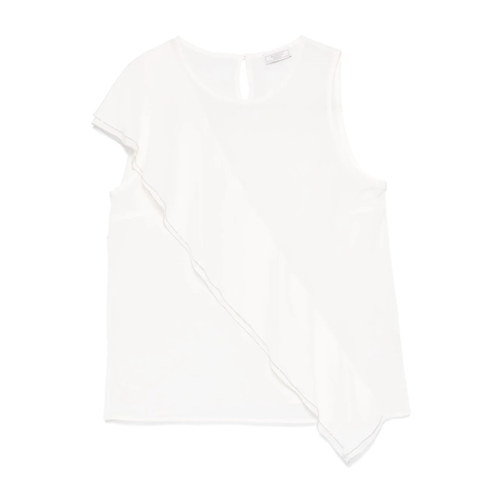 PESERICO Witte Gerimpelde Top met Zijde White Dames
