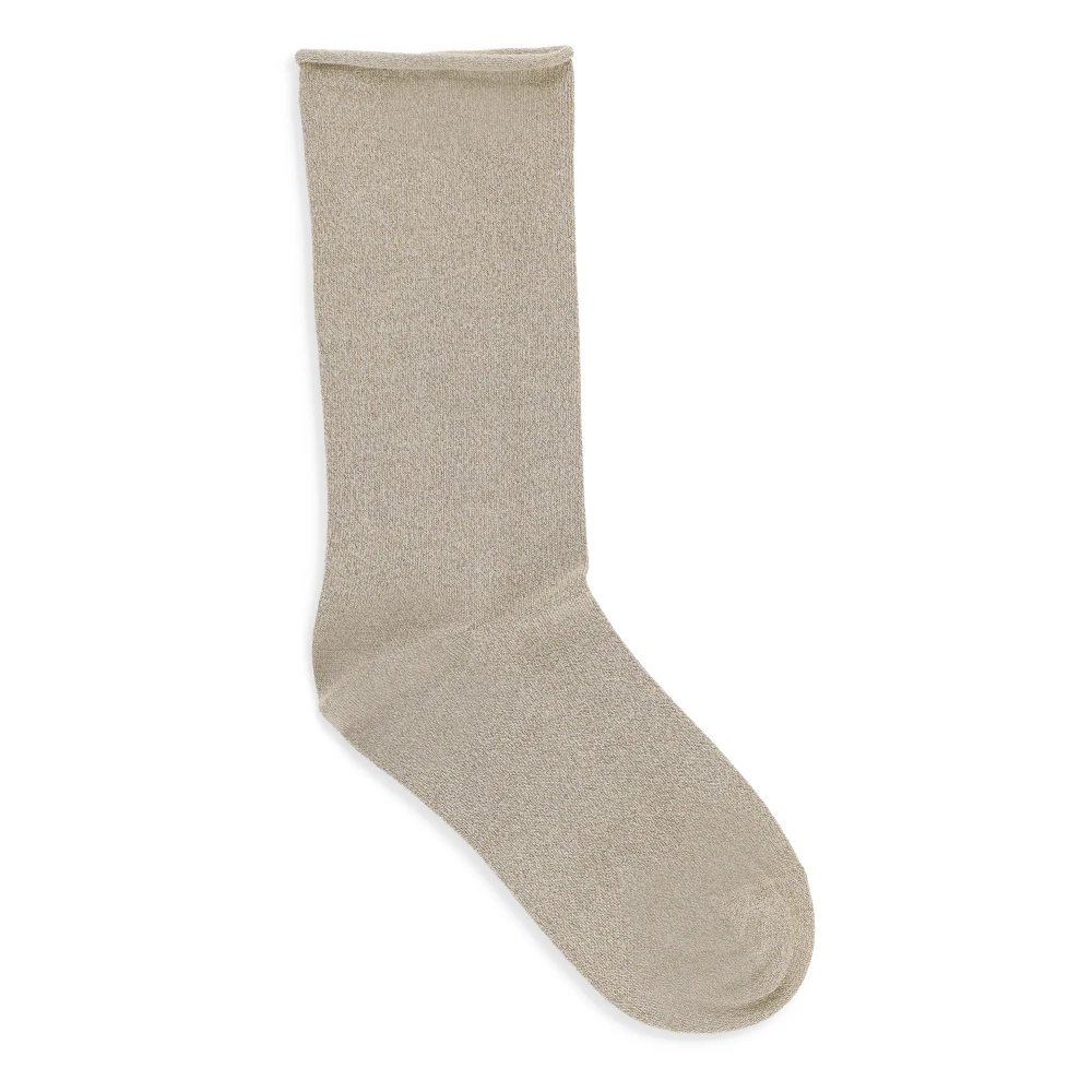 BRUNELLO CUCINELLI Beige Viscose Sokken met Lurex Details Beige Dames