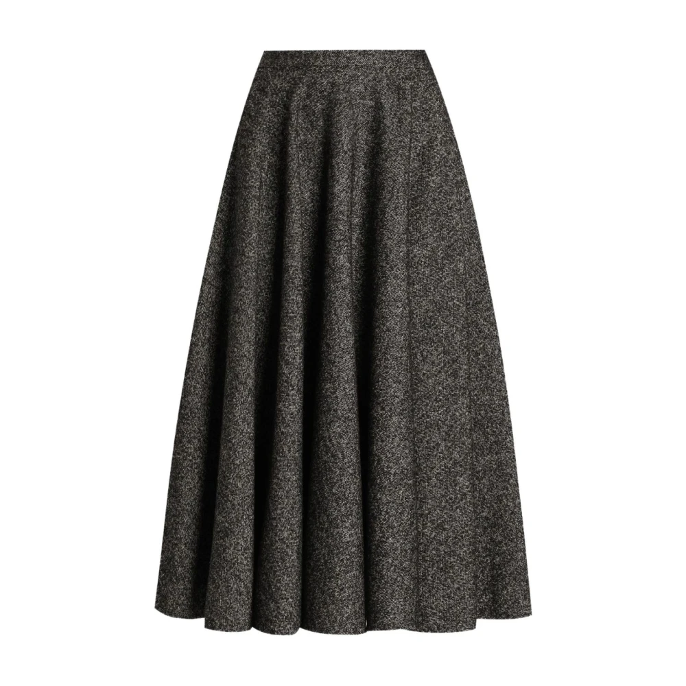 Dolce & Gabbana Women's Gray Polka Dot Flared Midi Skirt