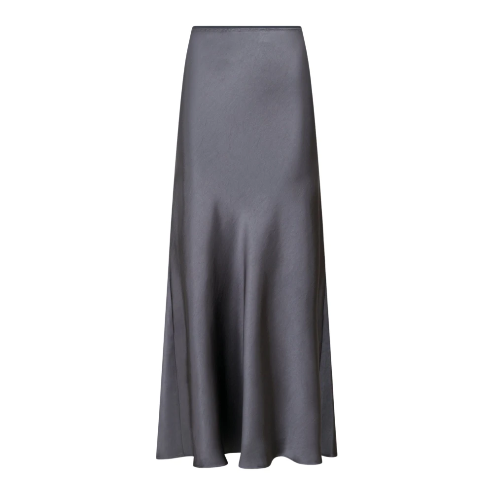 NEO NOIR Elegant Sateen Bias Cut Skirt Gray Dames
