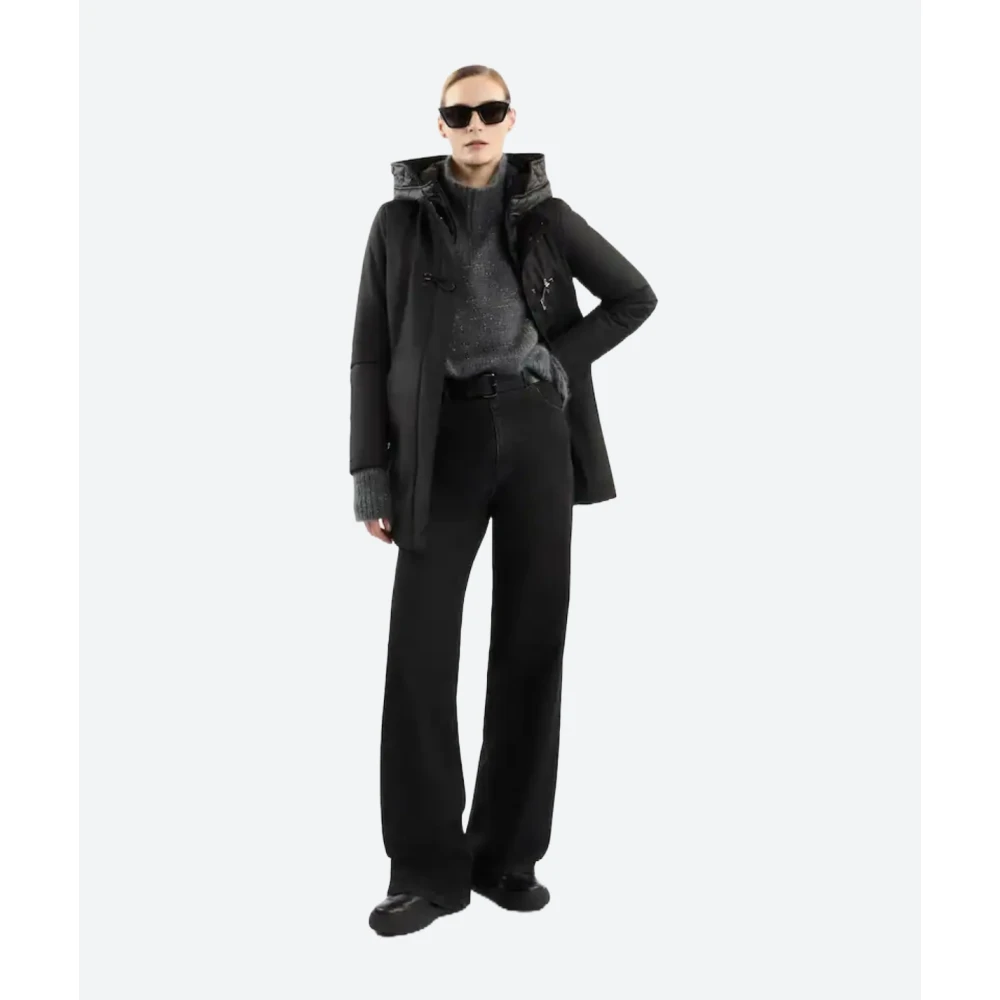 Fay Technische gabardine toggle jas Black Dames