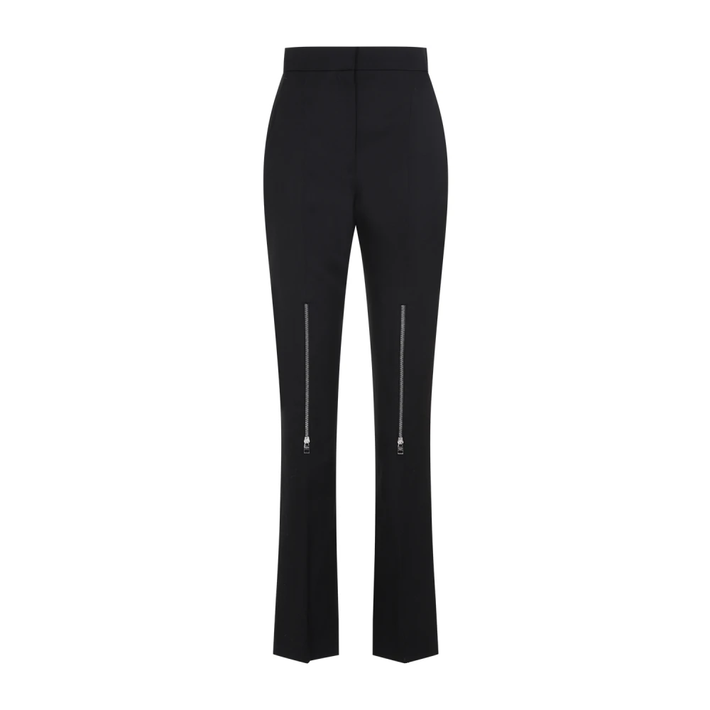 Alexander Mcqueen Women's Black Wide Trousers, S, Wool Trousers