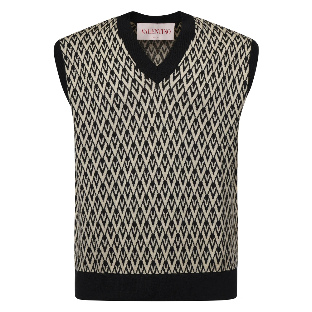 Valentino Garavani Jacquard Patroon Sweaters Navy Cream Multicolor Heren