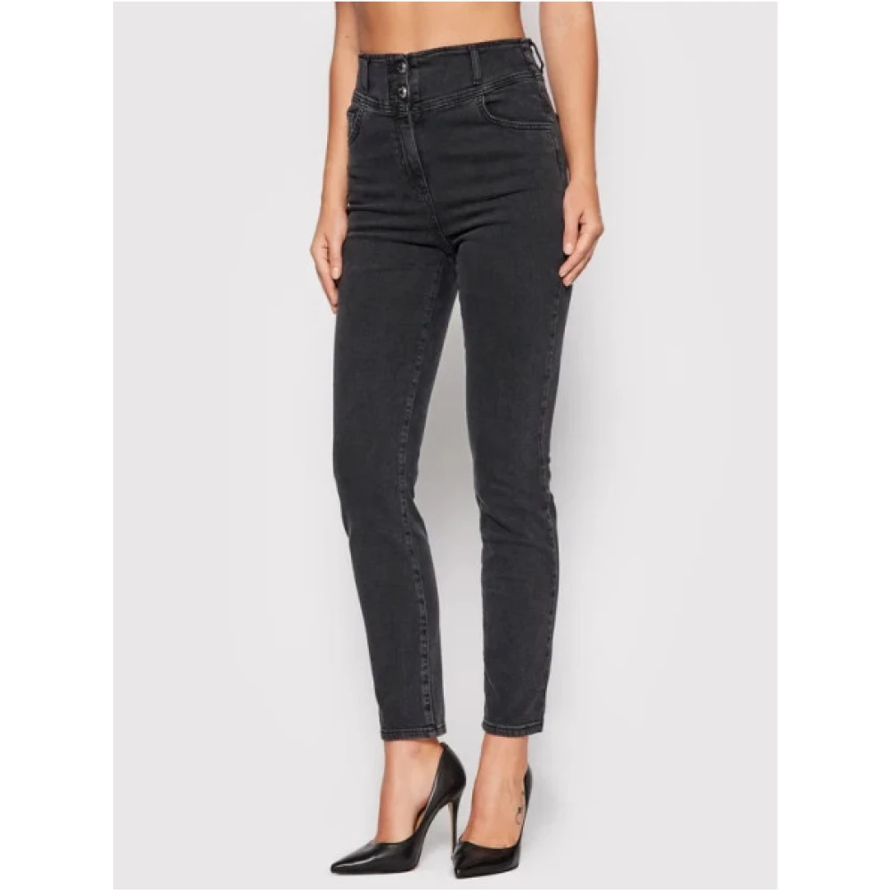Liu Jo Cute Slim Zwart Gewassen Denim Jeans Black Dames
