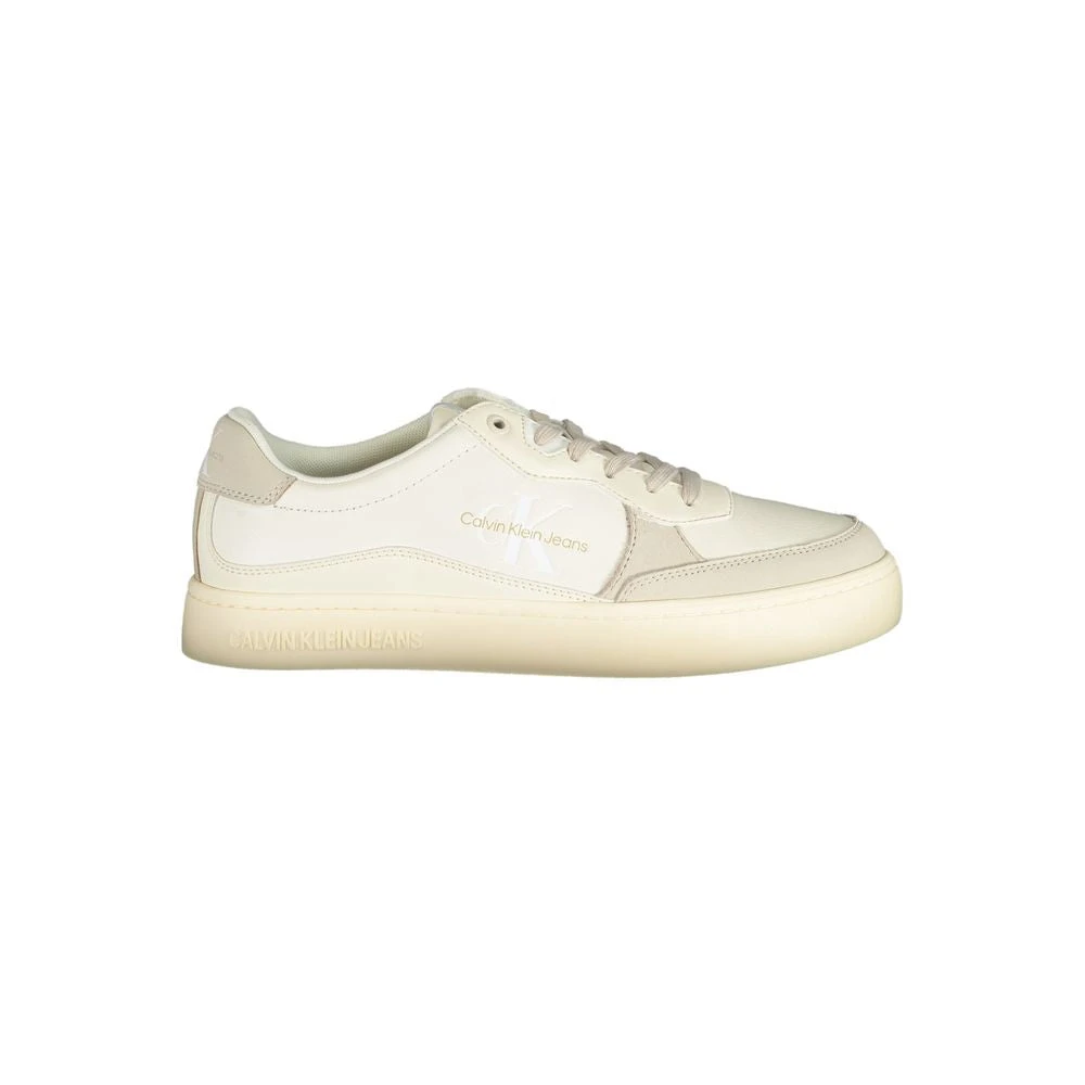 Calvin Klein Men's White Elegant Sneakers With Contrasting Accents
