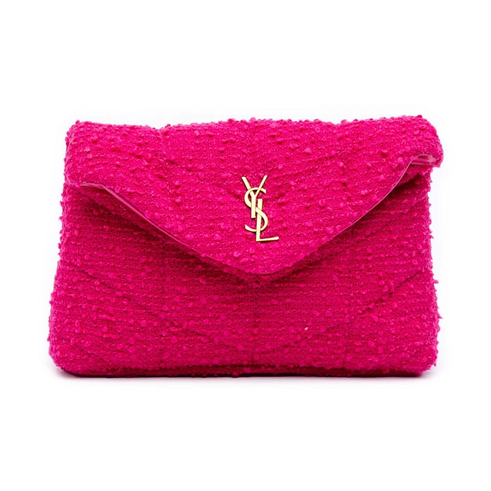 Saint Laurent Vintage Women's Pink Pre-Owned Vintage Textured Envelope Clutch