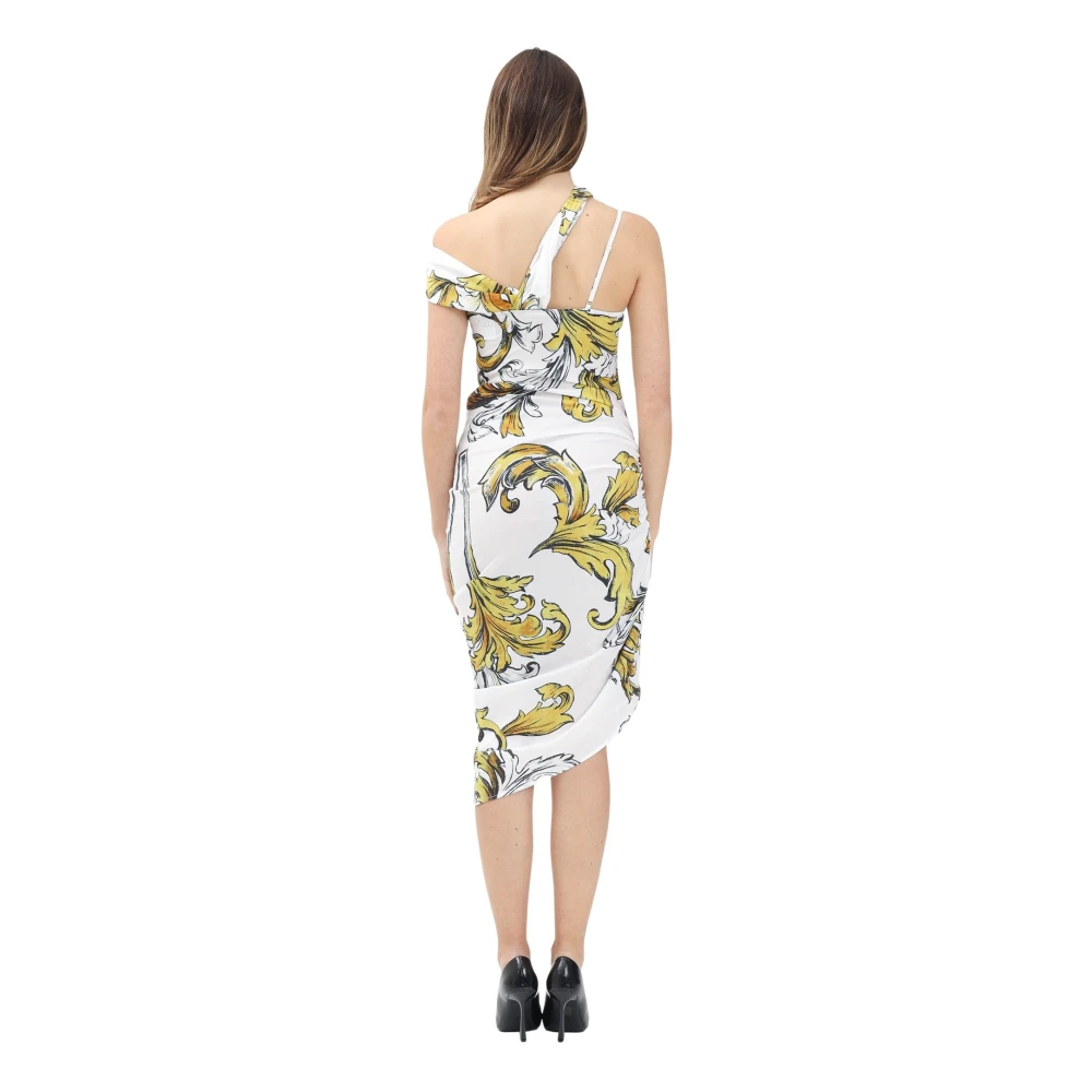 Versace Jeans Couture Barocco Outline Asymmetrische Midi Jurk Multicolor Dames