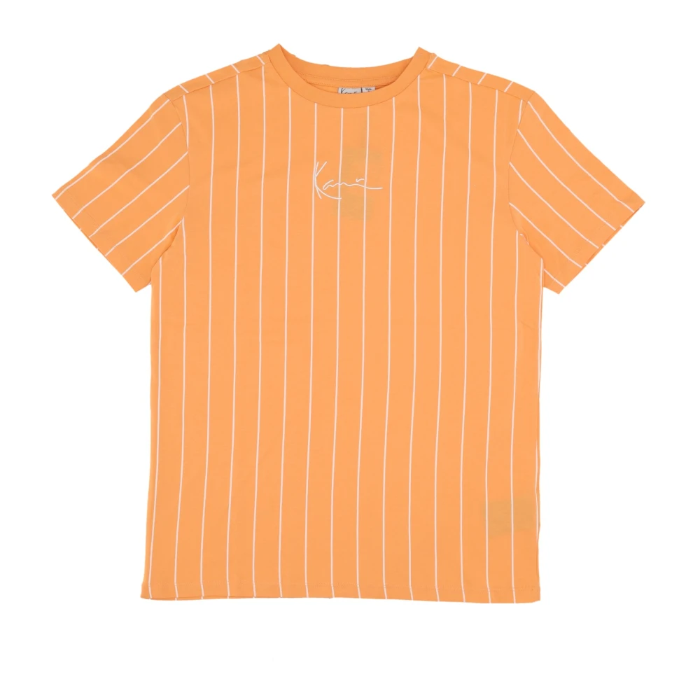 Karl Kani Pinstripe Orange Off White T-Shirt Orange Dames