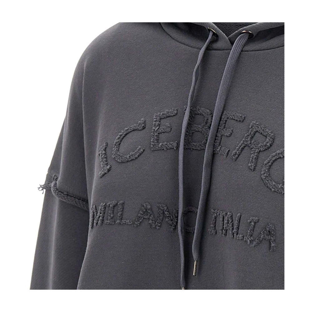 Iceberg Antracietgrijze Katoenen Sweatshirt met Capuchon Gray Dames