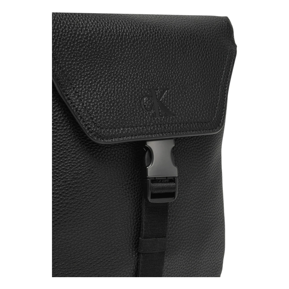 Calvin Klein Zwarte Polyurethaan Gesp Tas met Zakken Black Heren