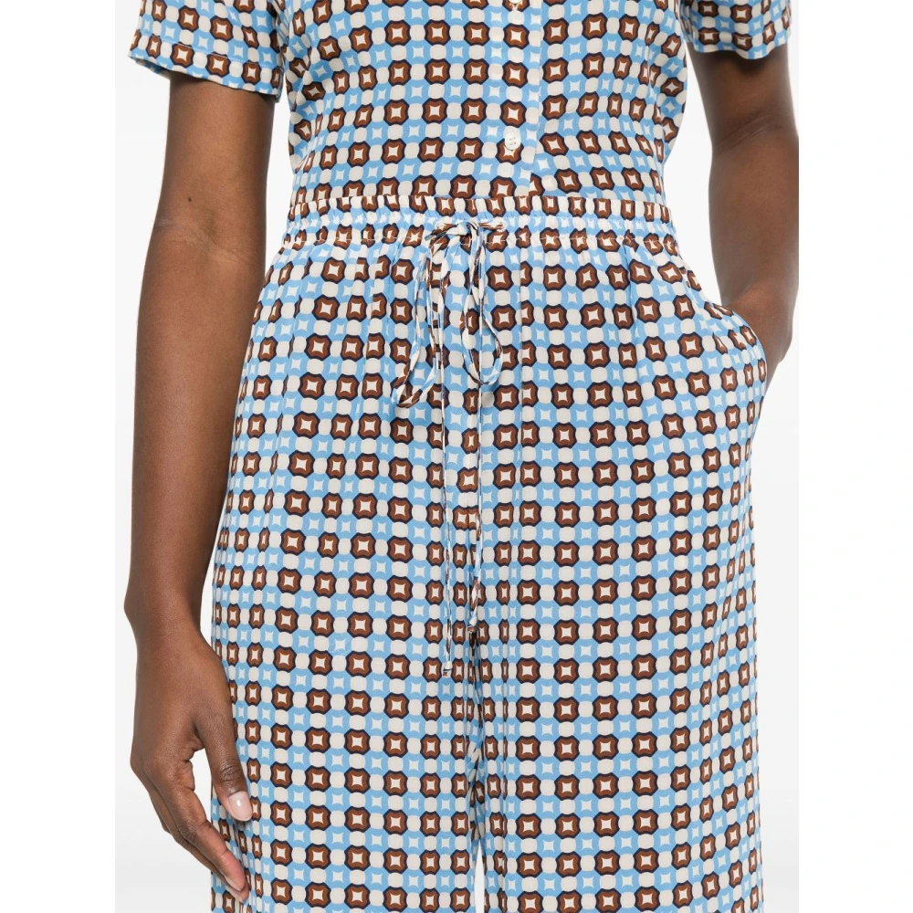 Ermanno Scervino Zijden Koord Brede Pijp Broek Blue Dames
