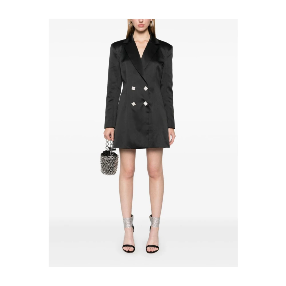 Rotate Birger Christensen Zwarte Satijnen Weefsel Double-Breasted Jurk Black Dames