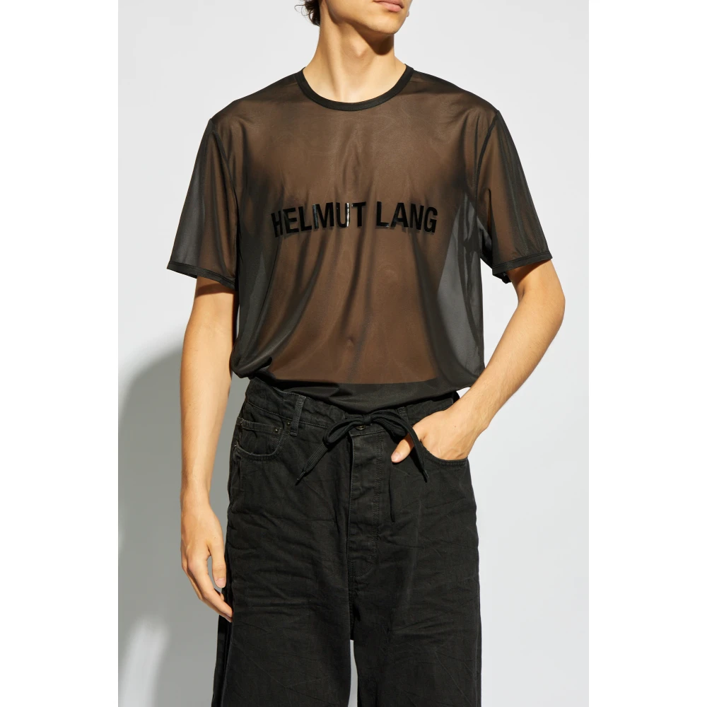 Helmut Lang Transparante T-shirt met Logo Black Heren