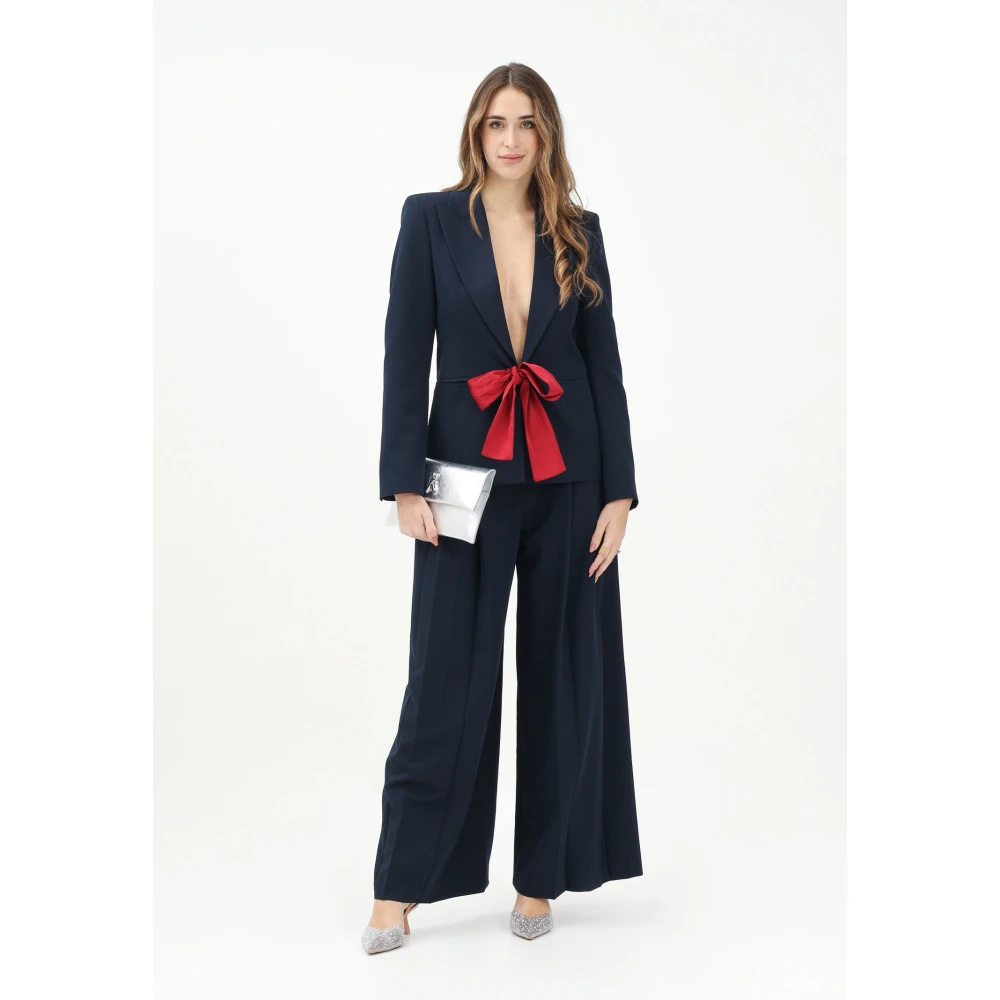 ViCOLO Blauwe Elegante Wijde Broek Blue Dames