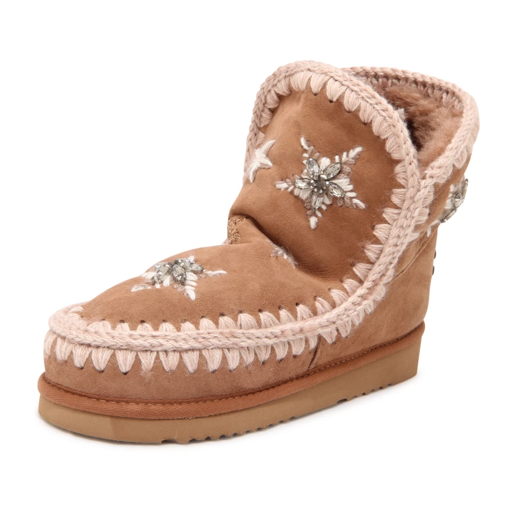 Mou Women's Beige Winter Boots, 6 Uk, Eskimo 18 Wool Stars & Rhinestones