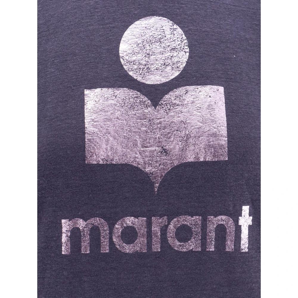 Isabel Marant Étoile Linnen T-shirt met Frontaal Logo Blue Dames