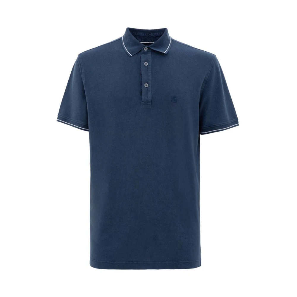 Corneliani Navy Katoenen Poloshirt Blue Heren