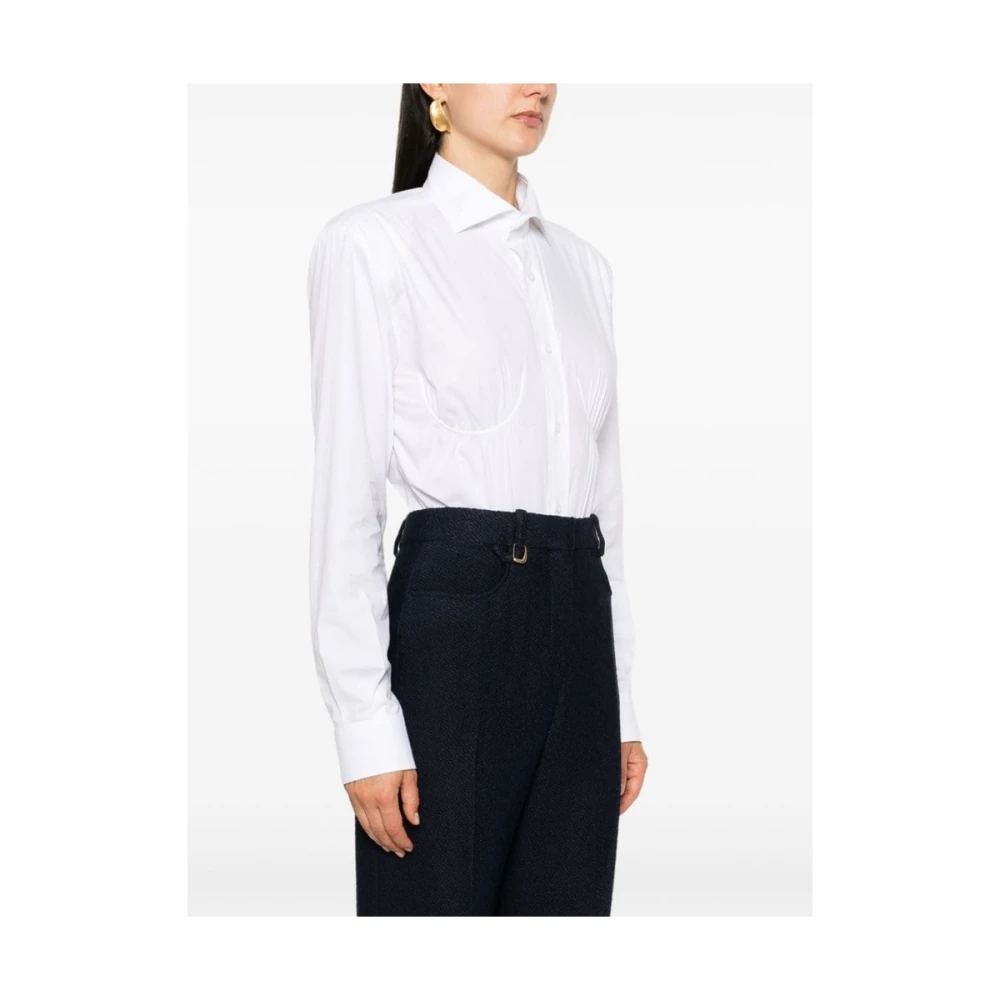 Jacquemus Navy Blue Hoge Taille Flare Broek Blue Dames