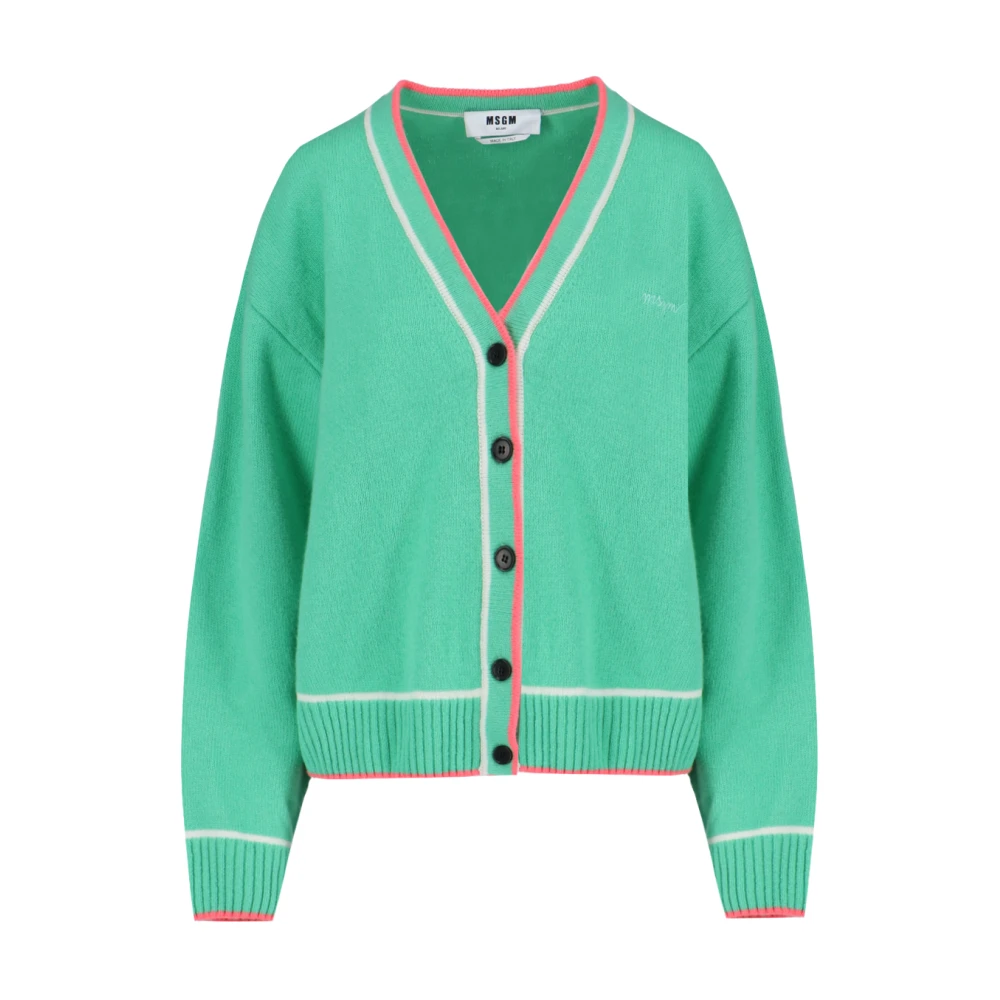 Msgm Groene Cardigan Crop Sweater Green Dames