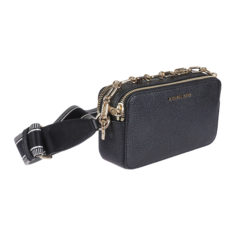 Michael Kors Zwarte Gehamerde Leren Schoudertas Black Dames