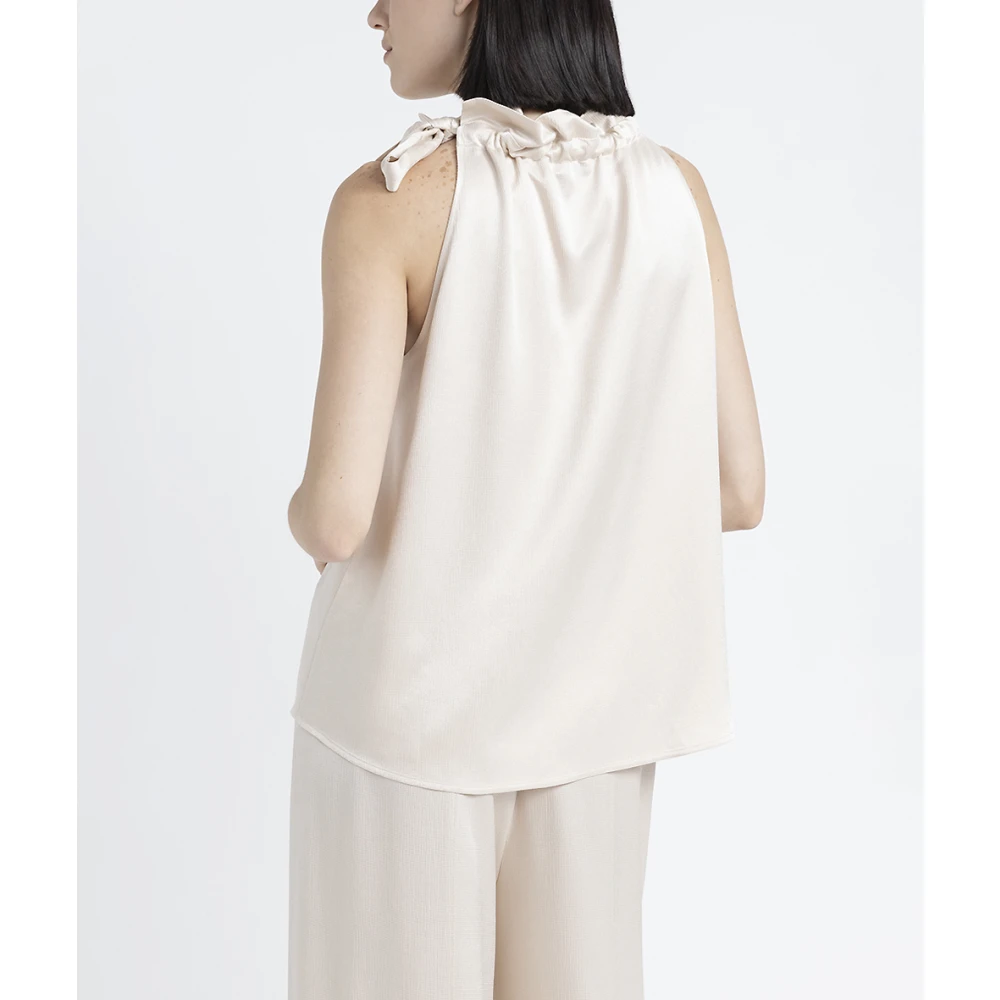 PESERICO Top met gerimpelde kraag Beige Dames