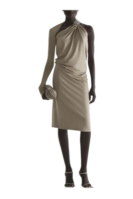 One-shoulder Jersey Midi Dress