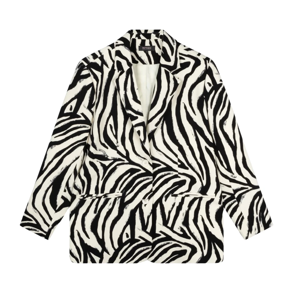 Refined Department oversized blazer Bodi met zebraprint zwart wit