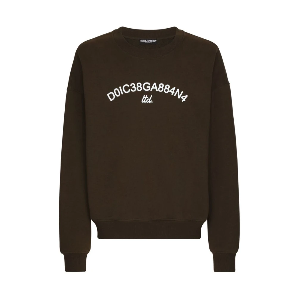 Dolce & Gabbana Bruine Logo Print Sweatshirt Brown Heren