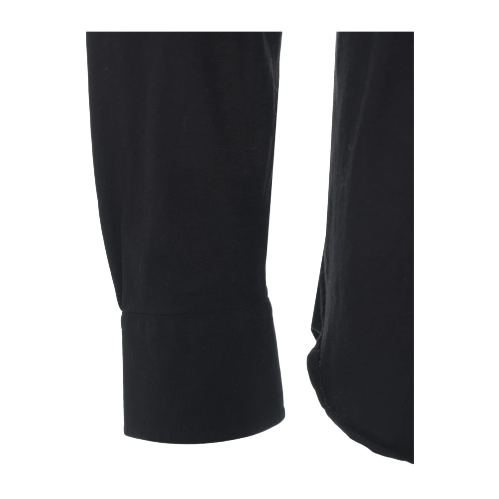 Paolo Pecora Zwarte Jersey Shirt met Ronde Zoom Black Heren