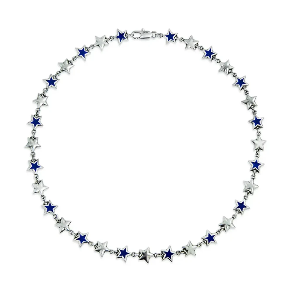 Twojeys Unisex Grijs Accessoires One Size, Enameled Stars Necklace