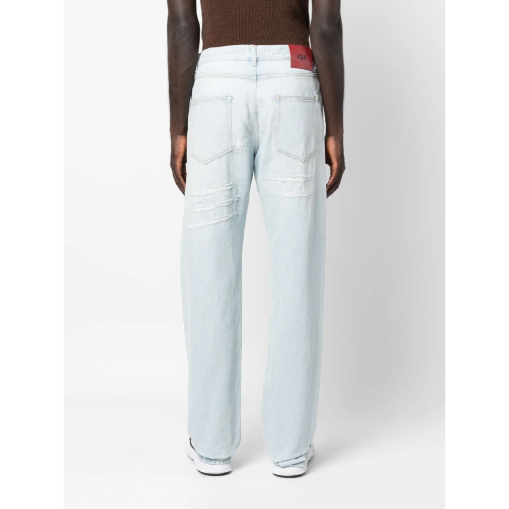 424 Heldere Blauwe Distressed Straight-Leg Jeans Blue Heren