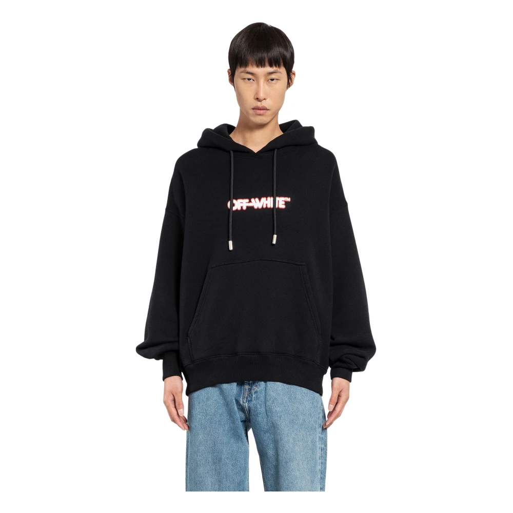 Off White Rund Logo Skate Hoodie Svart Black, Herr