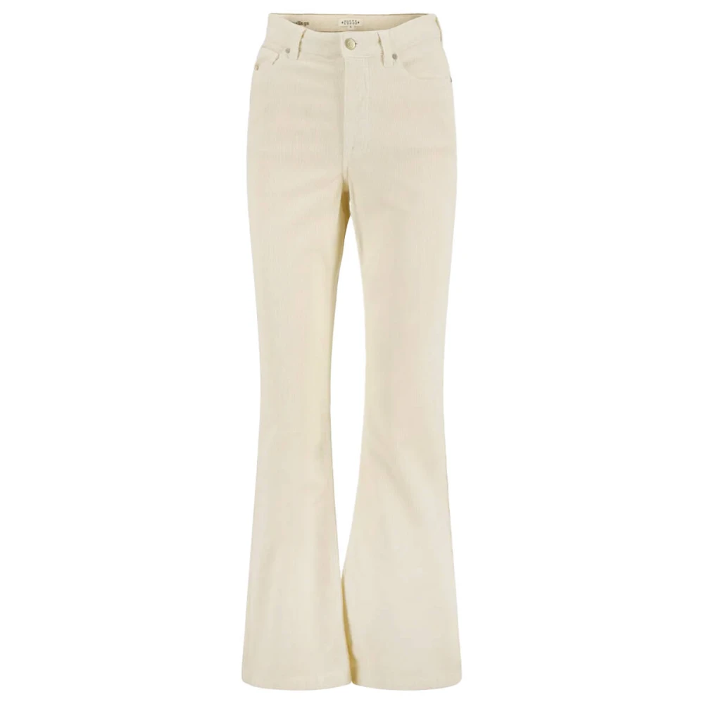Zusss Flared Corduroy Broek Ecru Beige Dames