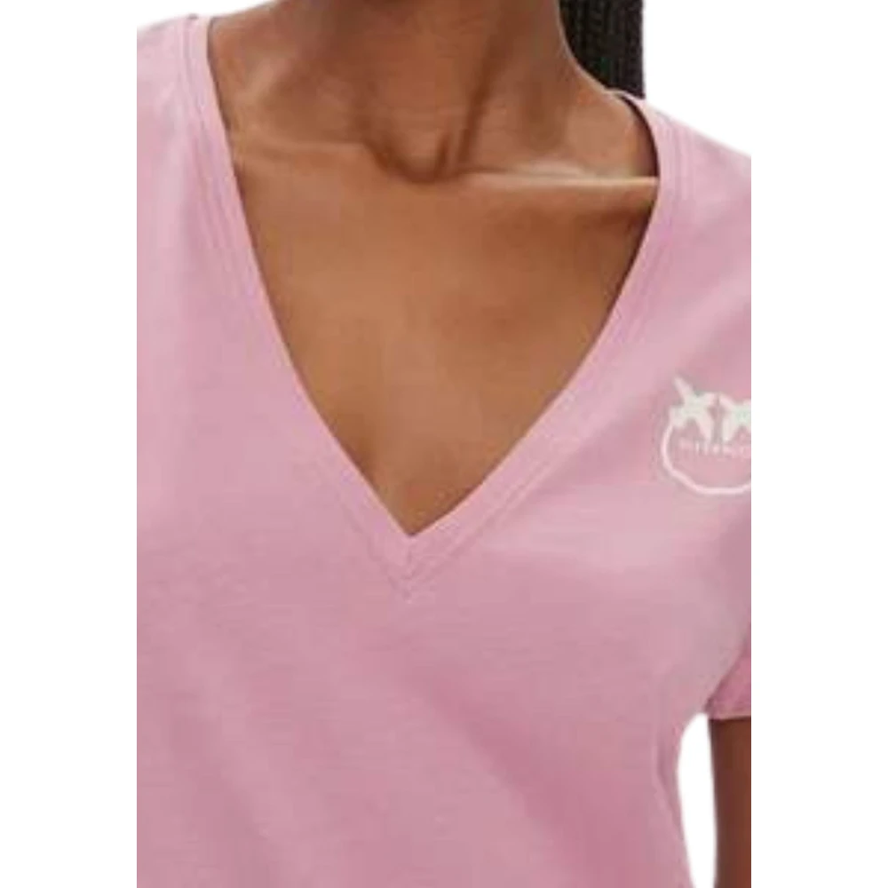 pinko Casual Katoenen T-shirt Pink Dames