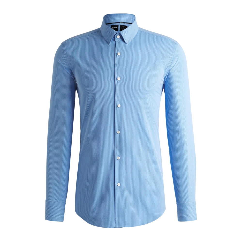 Hugo Blue Formal Shirts, Male, 4XL, Slim Fit Striped Shirt High Performance