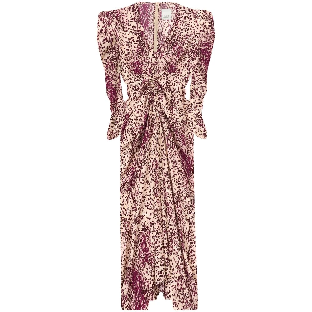 Isabel marant Paarse Abstracte Print V-Hals Jurk Multicolor Dames
