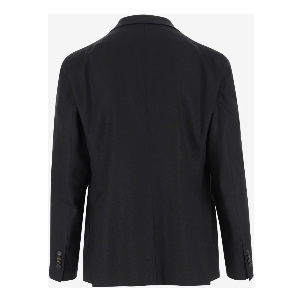 Tagliatore Jasje van stretchwol met klassieke revers Black Heren