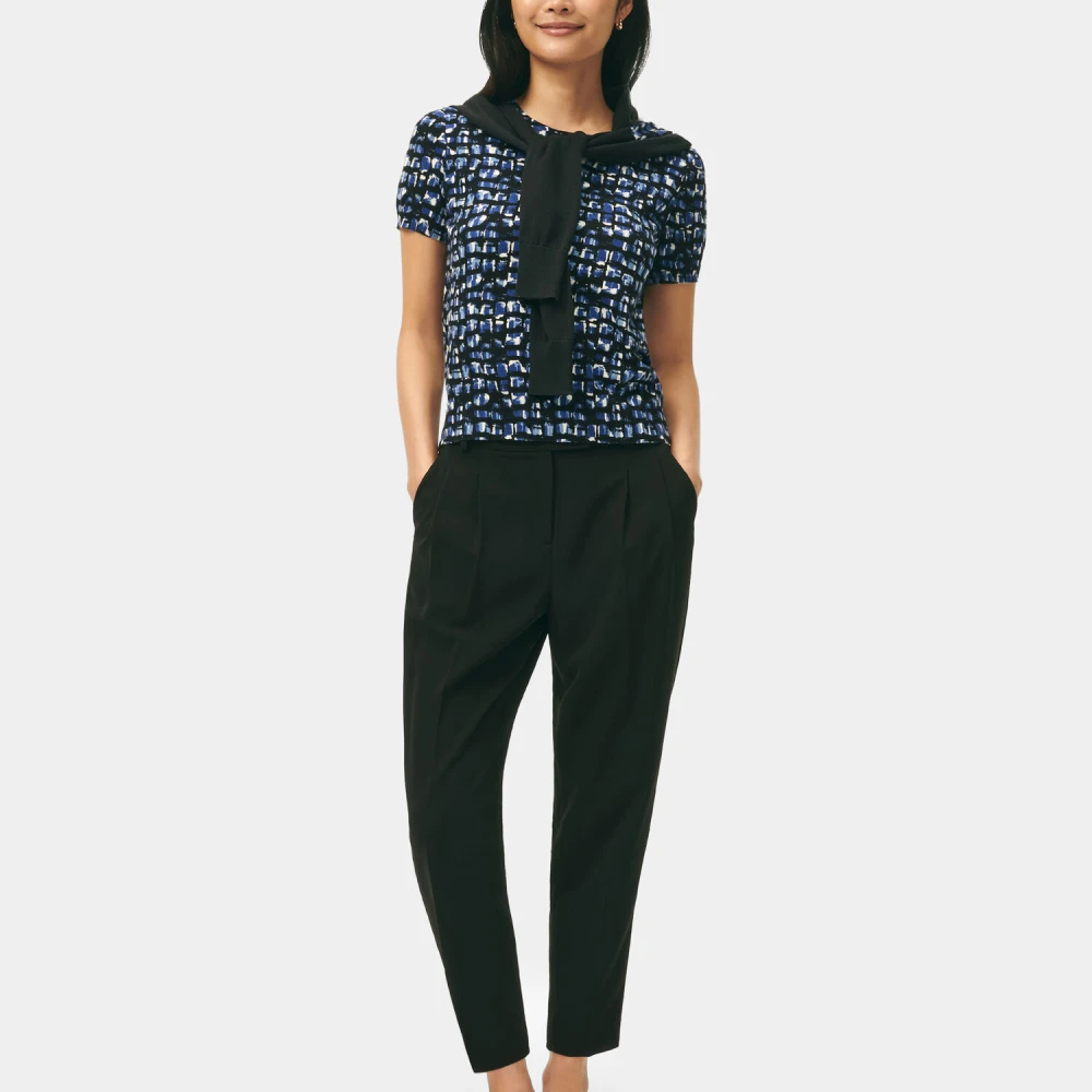 Brooks Brothers Gekropt Rechte Broek van Fijne Crepe Twill Black Dames