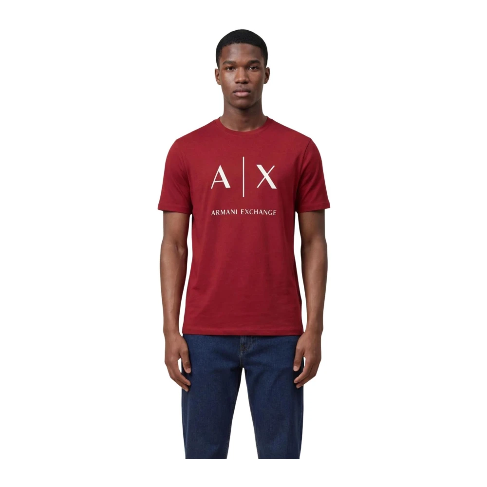 Armani Exchange Men's Red T-Shirts, S, Printed Short Sleeve Round Neck T-Shirt