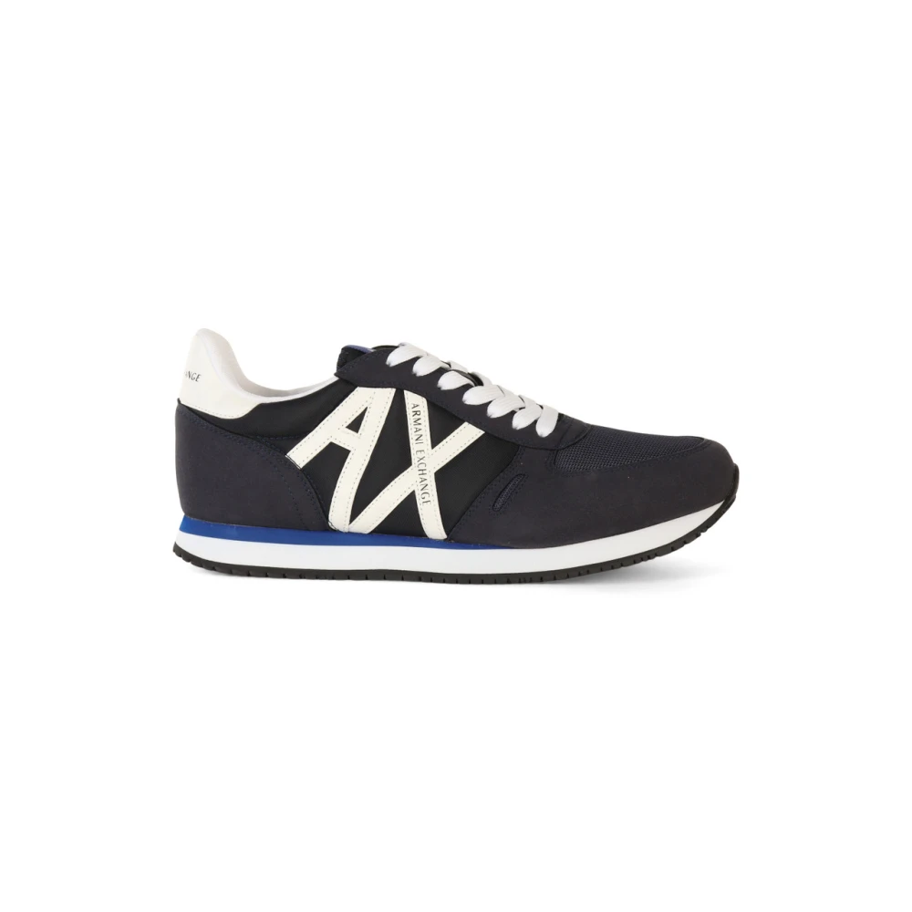 Armani Exchange Donkerblauwe Sneakers met Logo Patch Blue Heren