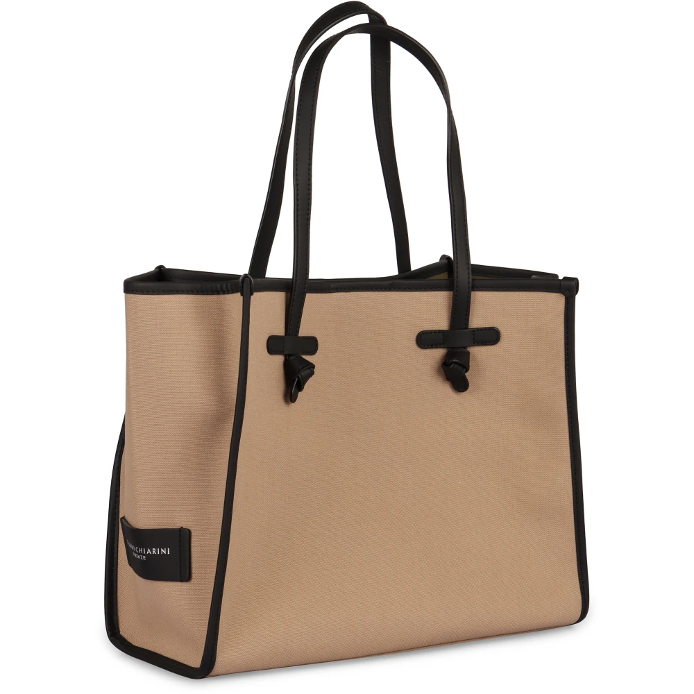 Gianni Chiarini Tote van visgraatstof met lederen details Beige Dames