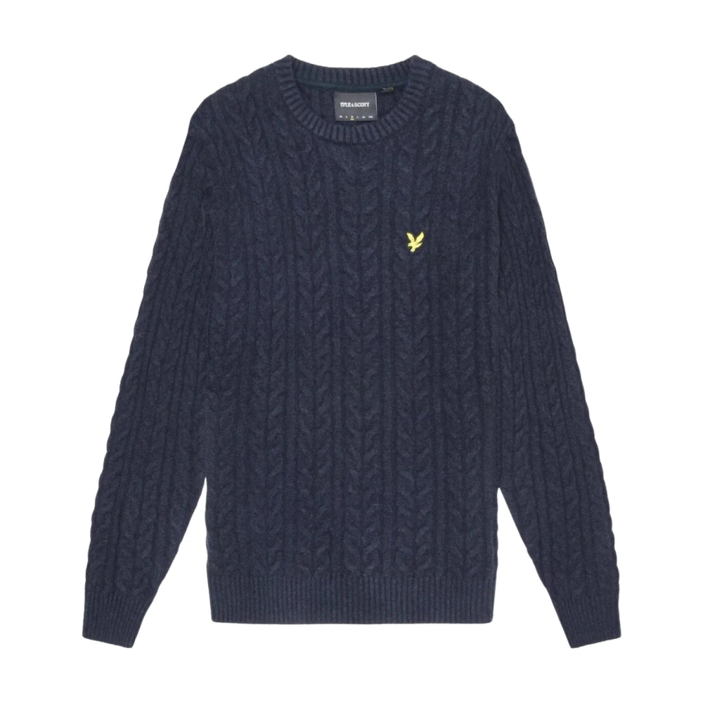 Lyle & Scott Men's Blue Round-Neck Knitwear,, Long Sleeve Knitwear 2XL