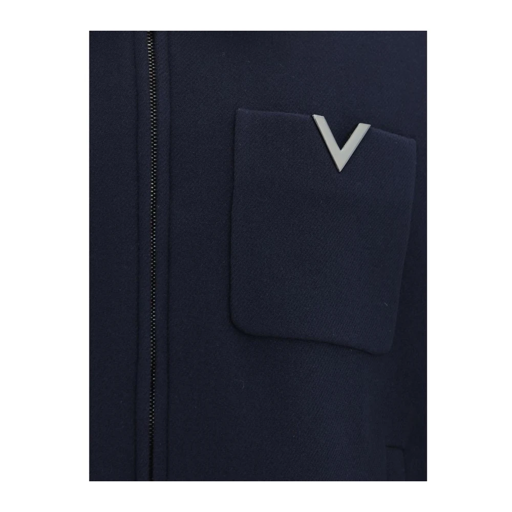 Valentino Klassieke wollen jas met metalen detail Blue Heren