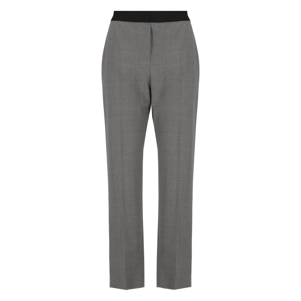 Msgm Grijze Wollen Broek Elastische Taille Gray Dames