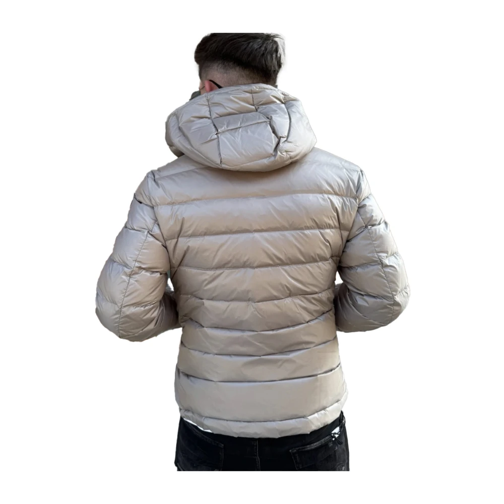 Blauer Gewatteerde Parka met Capuchon Beige Heren