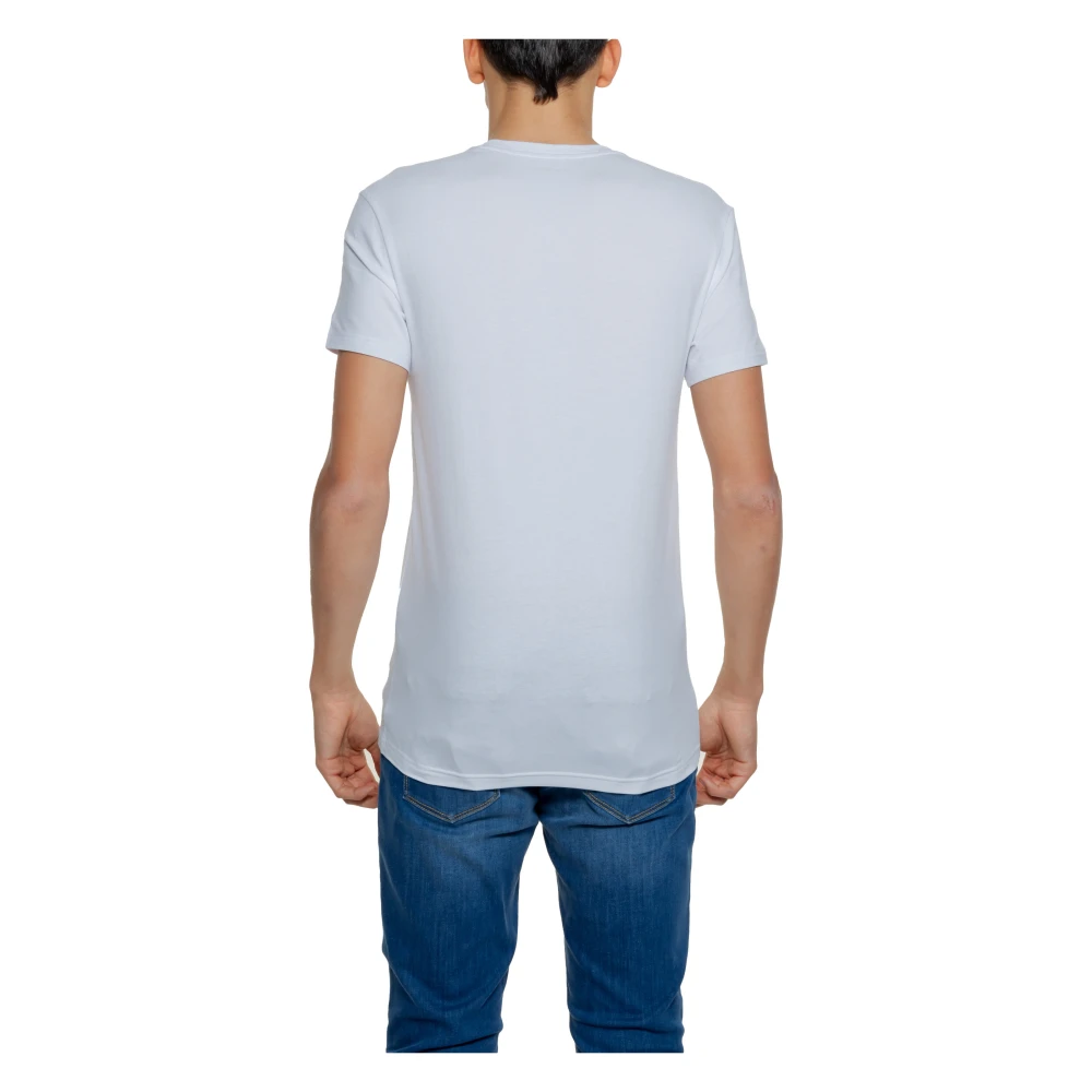 Emporio Armani Wit Bedrukt Katoenen T-shirt Ronde Halslijn White Heren